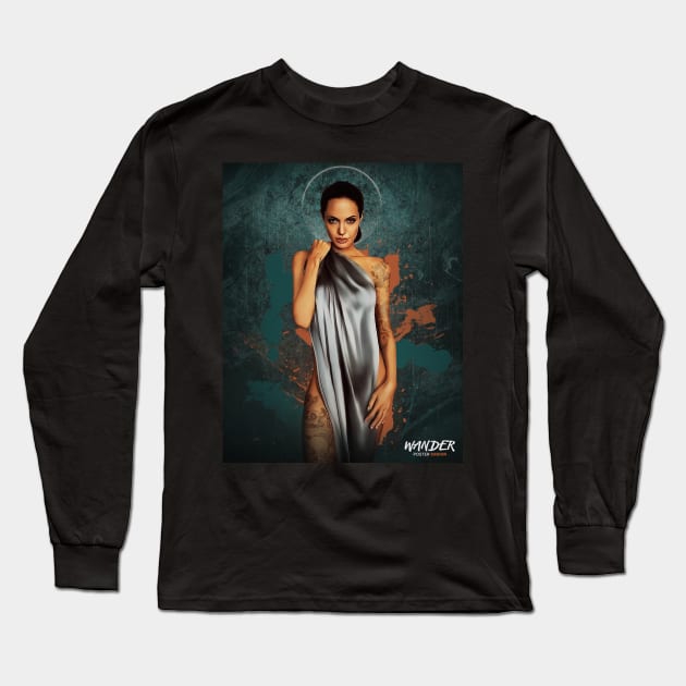 angelina jolie art Long Sleeve T-Shirt by Shebelbayn